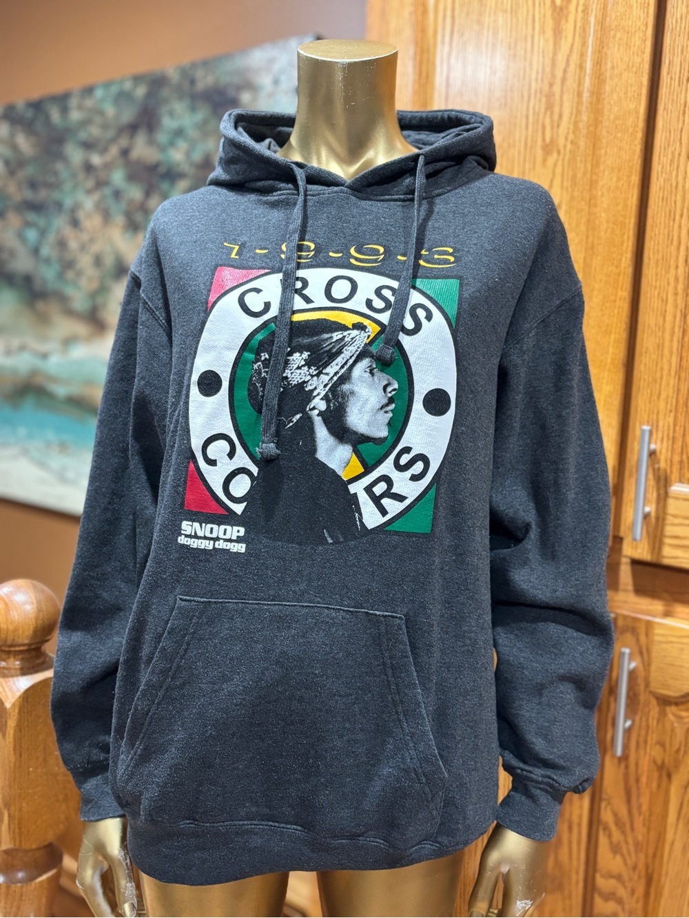 Black Graphic Hoodie with Retro Logo